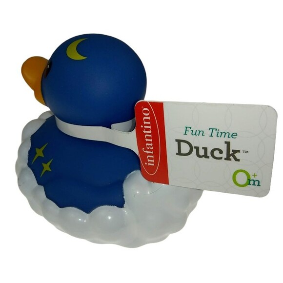 Infantino Fun Time Rubber Ducky Floating On Cloud Duck Moon Stars Nighty Bath 0+ - Picture 8 of 13